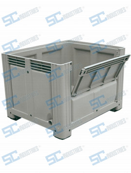 Contenitori sovrapppnibili in polietilene industrialbox - Serie pesante con ribalta